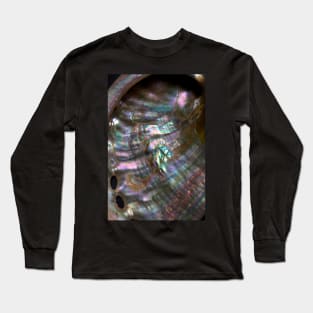 BLACK RAINBOW MOTHER OF PEARL SHELL INLAID METALLIC Long Sleeve T-Shirt